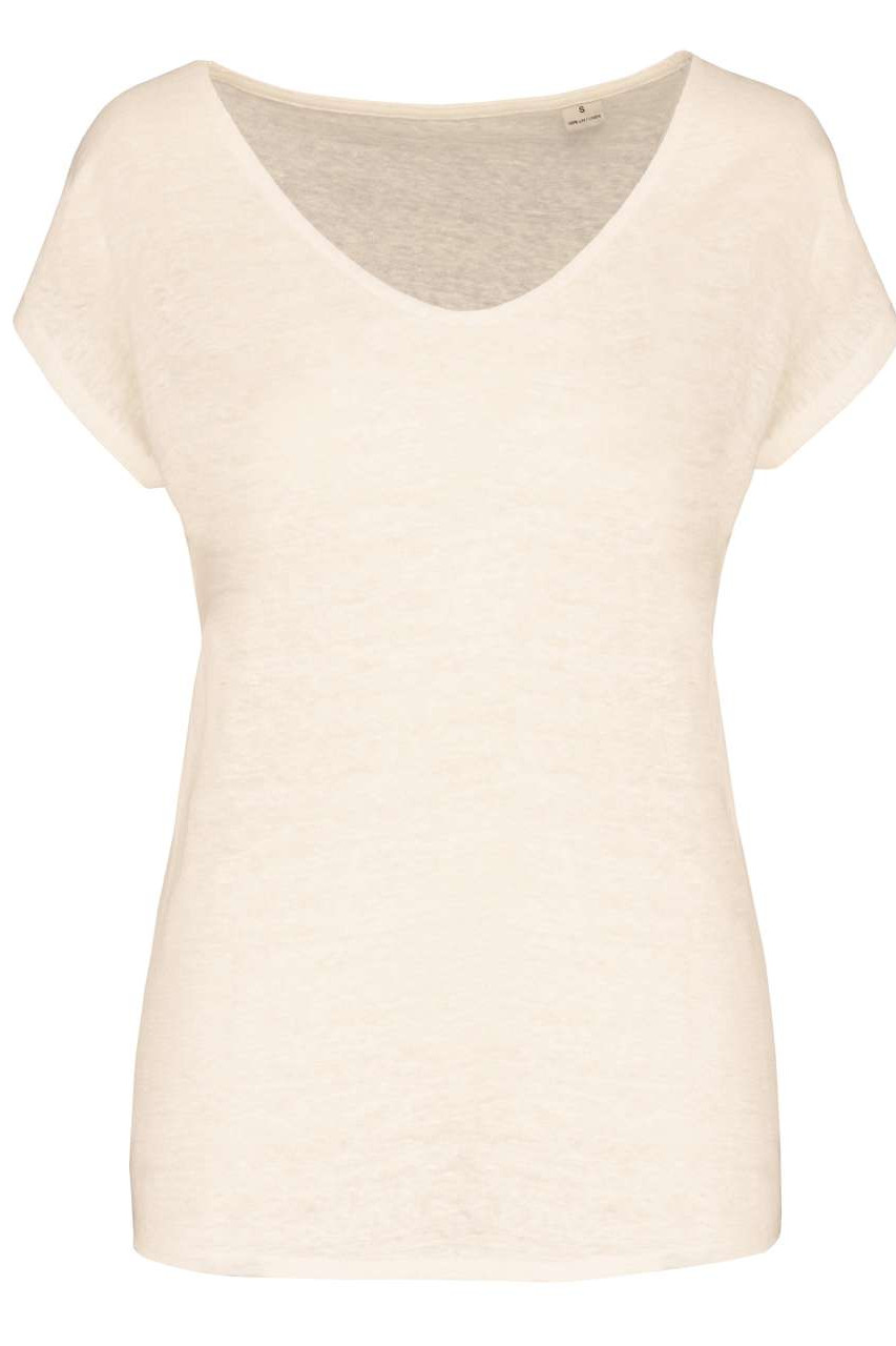 LADIES' V-NECK LINEN T-SHIRT