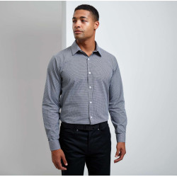 MEN'S LONG SLEEVE GINGHAM COTTON MICROCHECK SHIRT