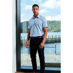 MEN'S SHORT SLEEVE GINGHAM COTTON MICROCHECK SHIRT