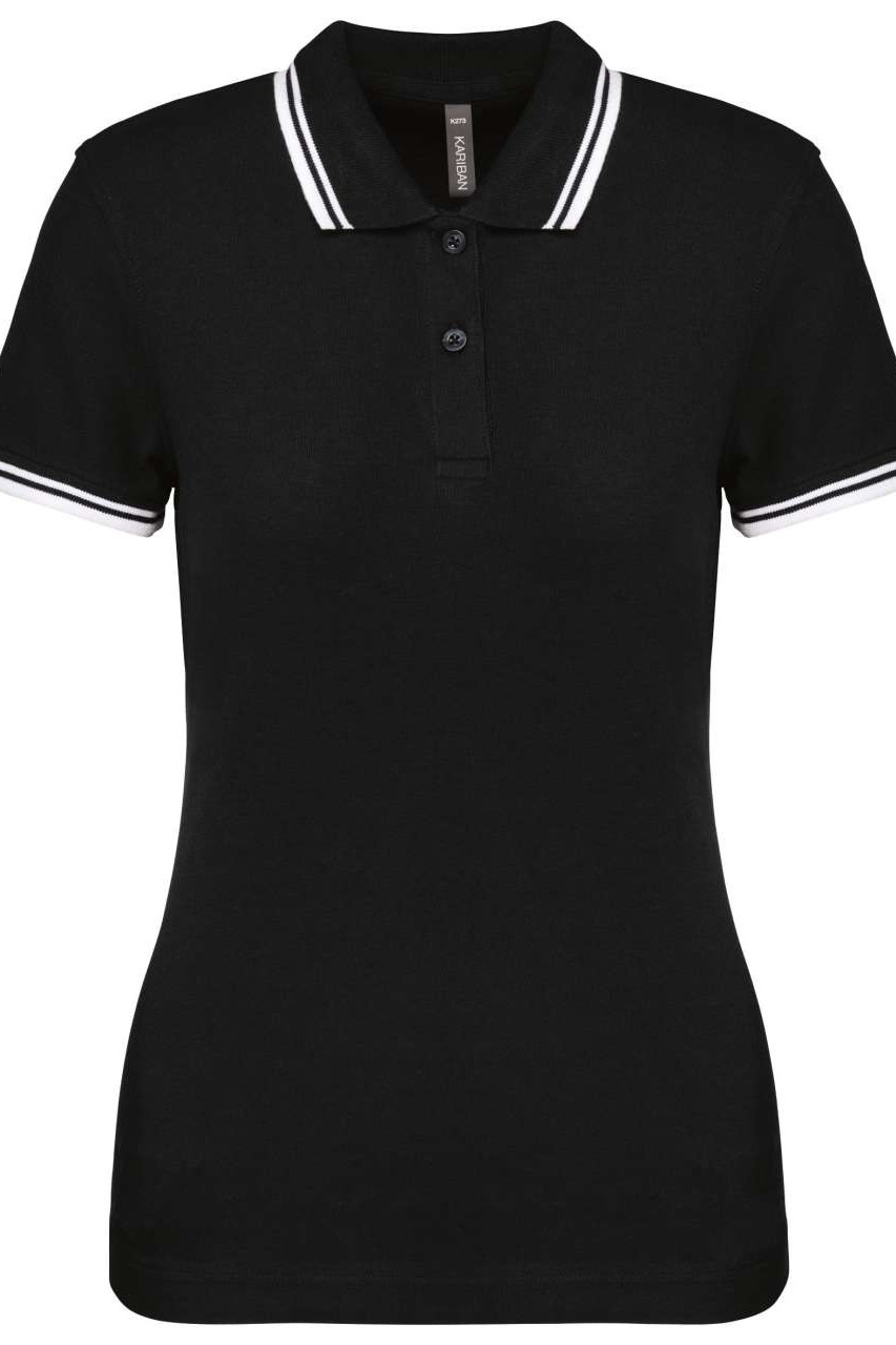 LADIE'S SHORT-SLEEVED POLOSHIRT WITH CONTRASTING PIPING