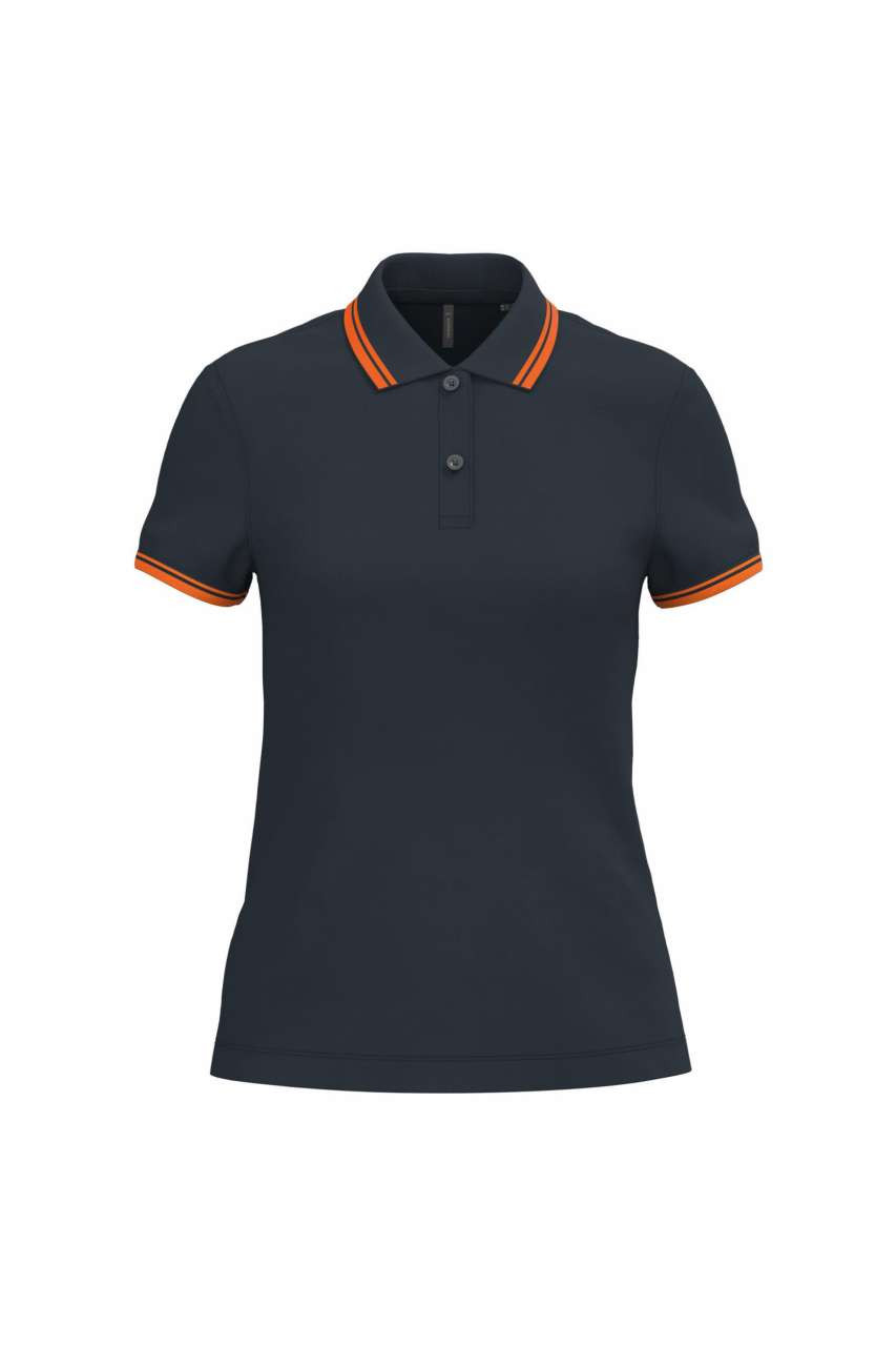 LADIE'S SHORT-SLEEVED POLOSHIRT WITH CONTRASTING PIPING